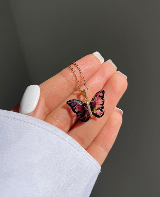Dreamy Butterfly Necklace- pink